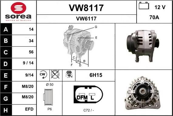 SNRA VW8117 - Alternator furqanavto.az