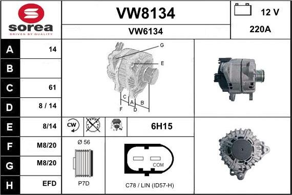 SNRA VW8134 - Alternator furqanavto.az