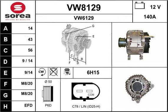 SNRA VW8129 - Alternator furqanavto.az