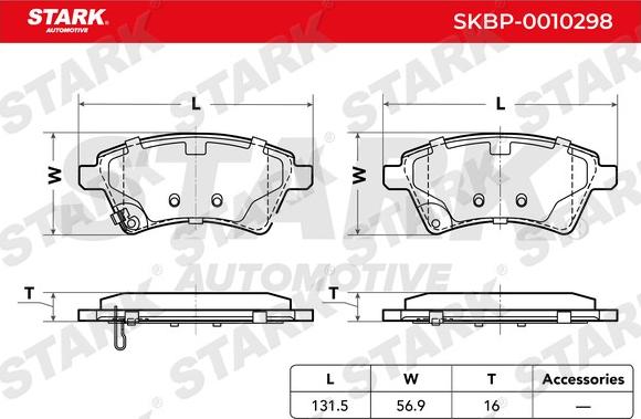 Stark SKBP-0010298 - Əyləc altlığı dəsti, əyləc diski furqanavto.az