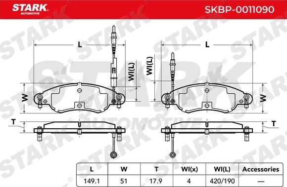 Stark SKBP-0011090 - Əyləc altlığı dəsti, əyləc diski furqanavto.az