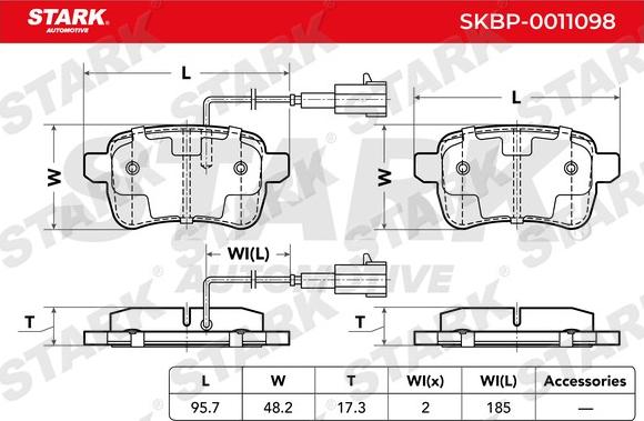 Stark SKBP-0011098 - Əyləc altlığı dəsti, əyləc diski furqanavto.az