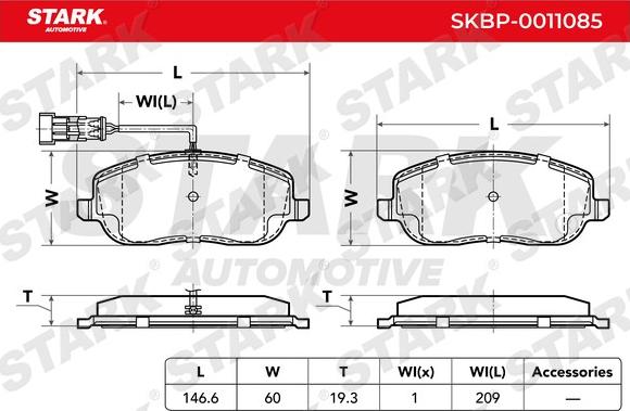 Stark SKBP-0011085 - Əyləc altlığı dəsti, əyləc diski furqanavto.az