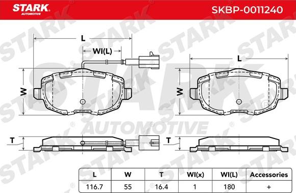 Stark SKBP-0011240 - Əyləc altlığı dəsti, əyləc diski furqanavto.az