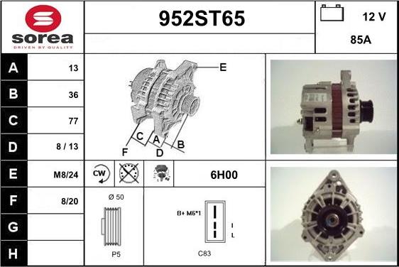 STARTCAR 952ST65 - Alternator furqanavto.az