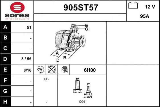 STARTCAR 905ST57 - Alternator furqanavto.az