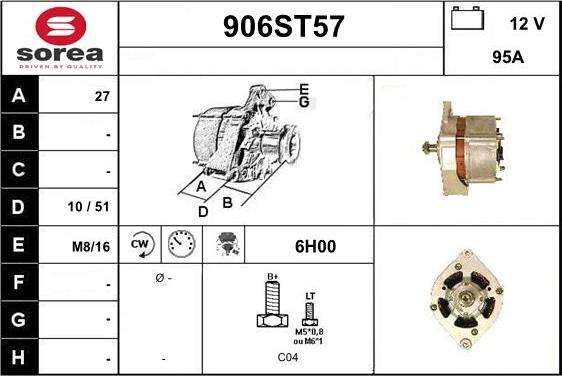 STARTCAR 906ST57 - Alternator furqanavto.az