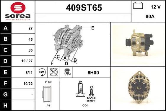 STARTCAR 409ST65 - Alternator furqanavto.az