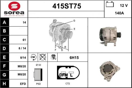 STARTCAR 415ST75 - Alternator furqanavto.az