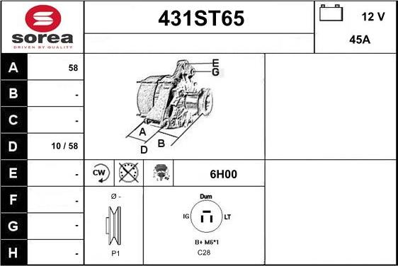 STARTCAR 431ST65 - Alternator furqanavto.az