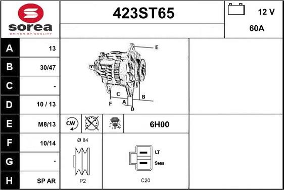 STARTCAR 423ST65 - Alternator furqanavto.az