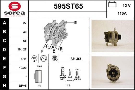 STARTCAR 595ST65 - Alternator furqanavto.az