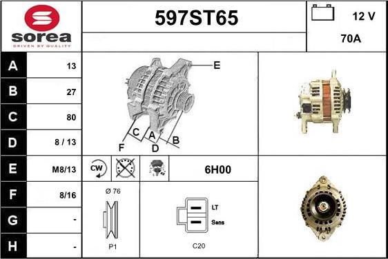 STARTCAR 597ST65 - Alternator furqanavto.az