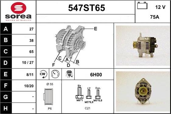 STARTCAR 547ST65 - Alternator furqanavto.az