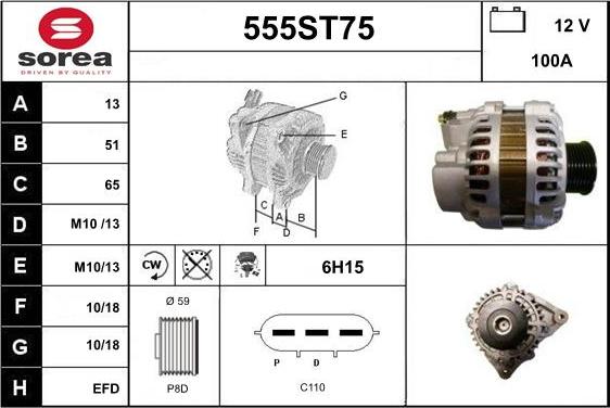 STARTCAR 555ST75 - Alternator furqanavto.az