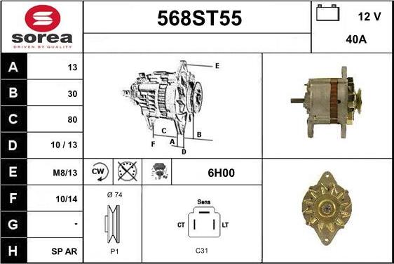 STARTCAR 568ST55 - Alternator furqanavto.az