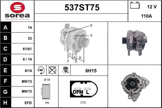 STARTCAR 537ST75 - Alternator furqanavto.az