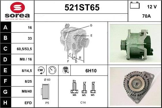 STARTCAR 521ST65 - Alternator furqanavto.az