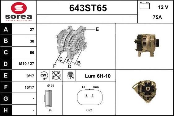 STARTCAR 643ST65 - Alternator furqanavto.az