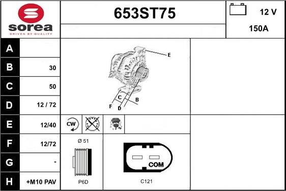 STARTCAR 653ST75 - Alternator furqanavto.az