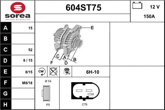 STARTCAR 604ST75 - Alternator furqanavto.az