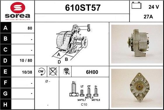 STARTCAR 610ST57 - Alternator furqanavto.az