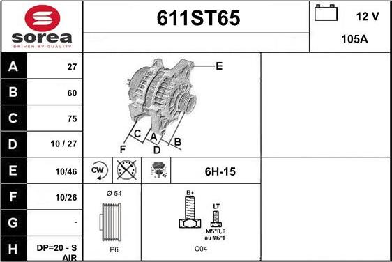 STARTCAR 611ST65 - Alternator furqanavto.az