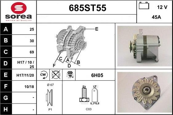 STARTCAR 685ST55 - Alternator furqanavto.az