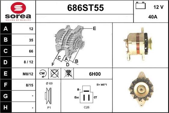 STARTCAR 686ST55 - Alternator furqanavto.az