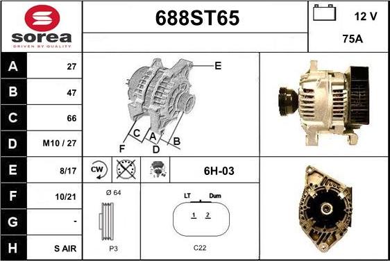 STARTCAR 688ST65 - Alternator furqanavto.az