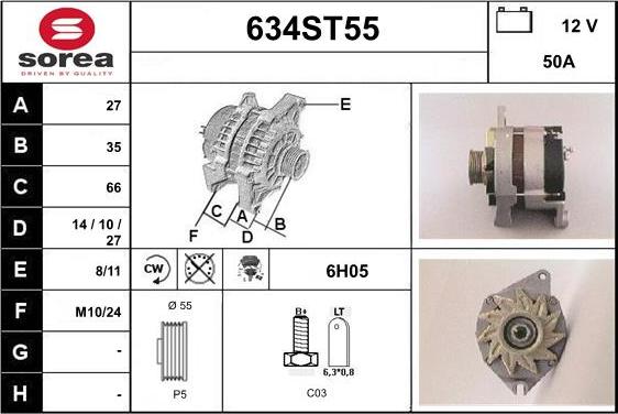 STARTCAR 634ST55 - Alternator furqanavto.az