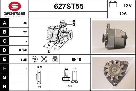 STARTCAR 627ST55 - Alternator furqanavto.az