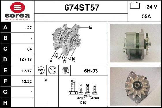 STARTCAR 674ST57 - Alternator furqanavto.az