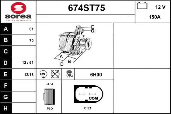 STARTCAR 674ST75 - Alternator furqanavto.az