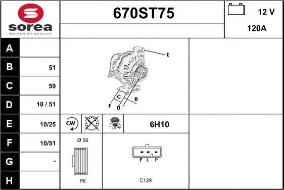 STARTCAR 670ST75 - Alternator furqanavto.az