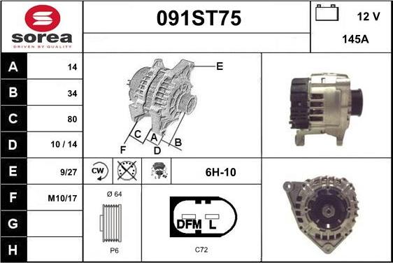 STARTCAR 091ST75 - Alternator furqanavto.az