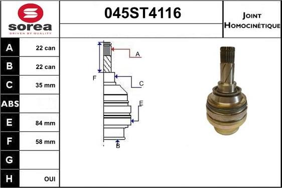 STARTCAR 045ST4116 - Birləşmə dəsti, ötürücü val furqanavto.az