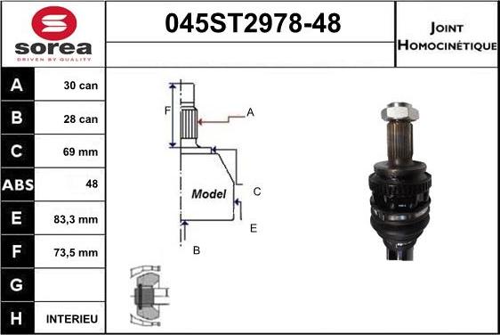 STARTCAR 045ST2978-48 - Birləşmə dəsti, ötürücü val furqanavto.az