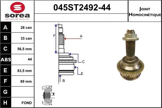 STARTCAR 045ST2492-44 - Birləşmə dəsti, ötürücü val furqanavto.az