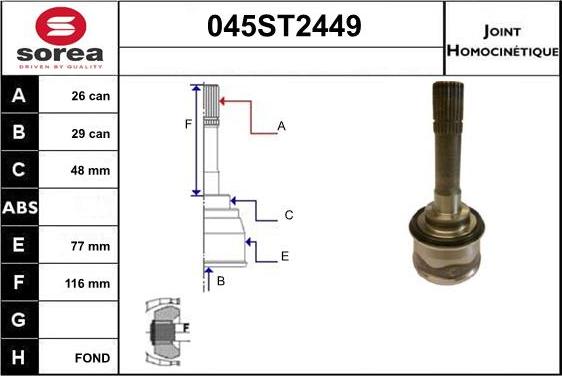 STARTCAR 045ST2449 - Birləşmə dəsti, ötürücü val furqanavto.az