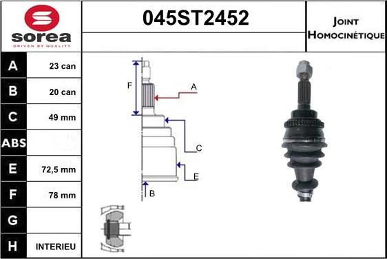 STARTCAR 045ST2452 - Birləşmə dəsti, ötürücü val furqanavto.az