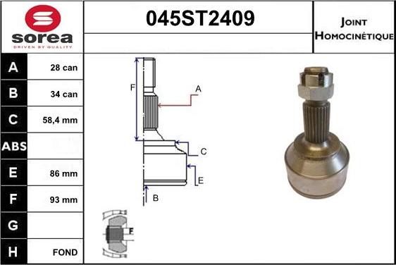 STARTCAR 045ST2409 - Birləşmə dəsti, ötürücü val furqanavto.az