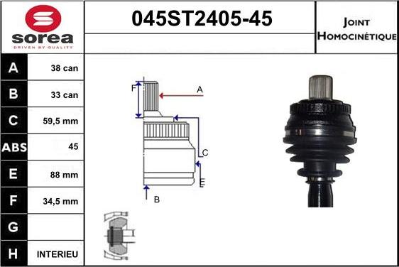 STARTCAR 045ST2405-45 - Birləşmə dəsti, ötürücü val furqanavto.az