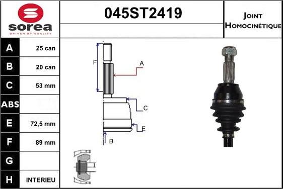 STARTCAR 045ST2419 - Birləşmə dəsti, ötürücü val furqanavto.az