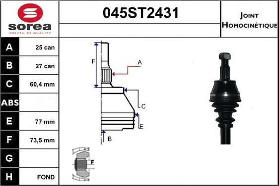 STARTCAR 045ST2431 - Birləşmə dəsti, ötürücü val furqanavto.az