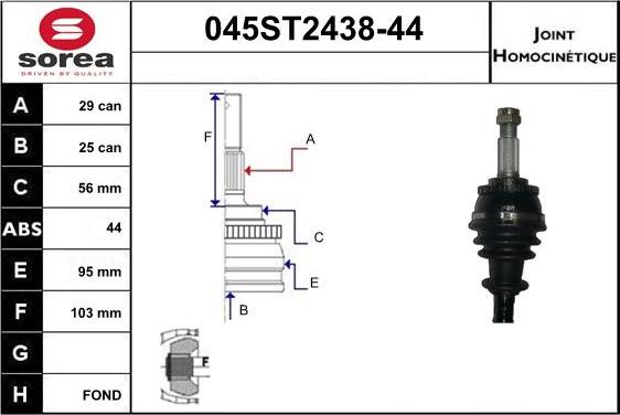 STARTCAR 045ST2438-44 - Birləşmə dəsti, ötürücü val furqanavto.az