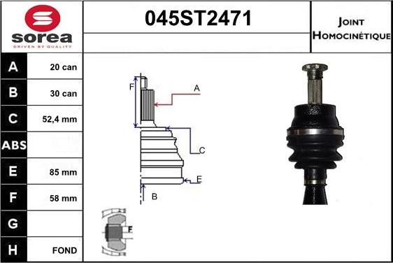 STARTCAR 045ST2471 - Birləşmə dəsti, ötürücü val furqanavto.az