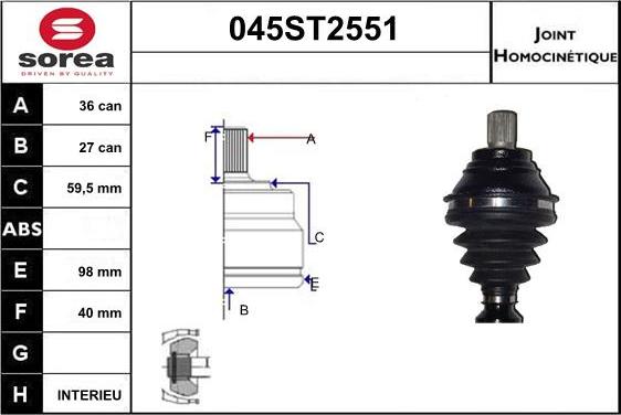 STARTCAR 045ST2551 - Birləşmə dəsti, ötürücü val furqanavto.az