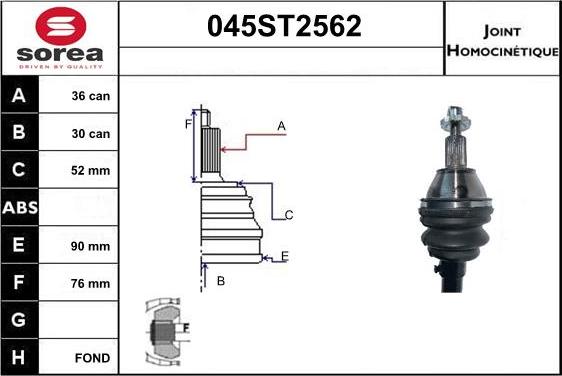 STARTCAR 045ST2562 - Birləşmə dəsti, ötürücü val furqanavto.az