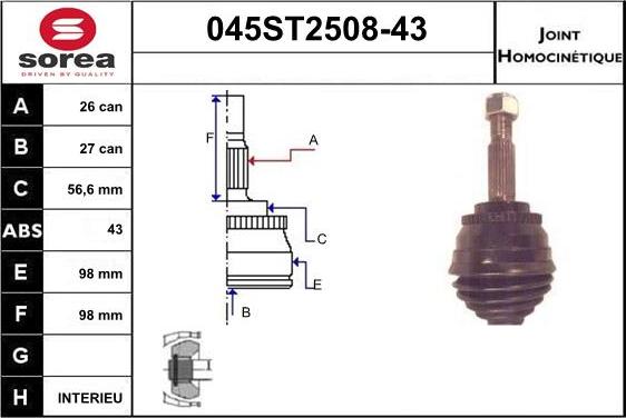 STARTCAR 045ST2508-43 - Birləşmə dəsti, ötürücü val furqanavto.az